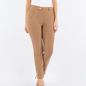 Casual Pants with Buttons Taupe